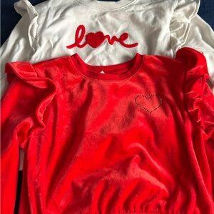 Cat & Jack Red and White Ruffle Sweatshirts